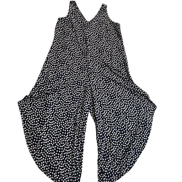 MSK. Women's jumpsuit with blue and white polka dot designs. Size M. - Picture 1 of 6